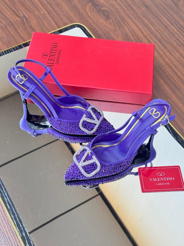 Valentino V Logo Crystals Blue