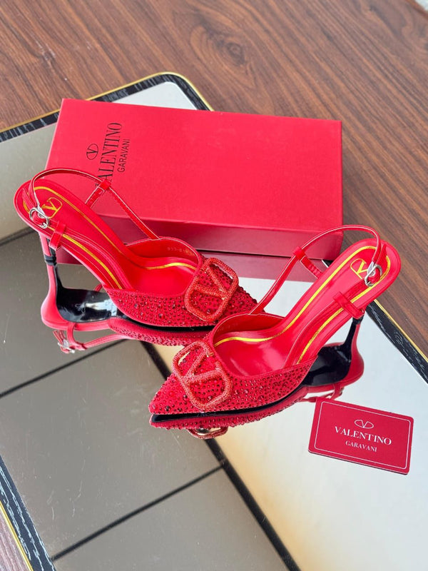 Valentino V Logo Crystals Red