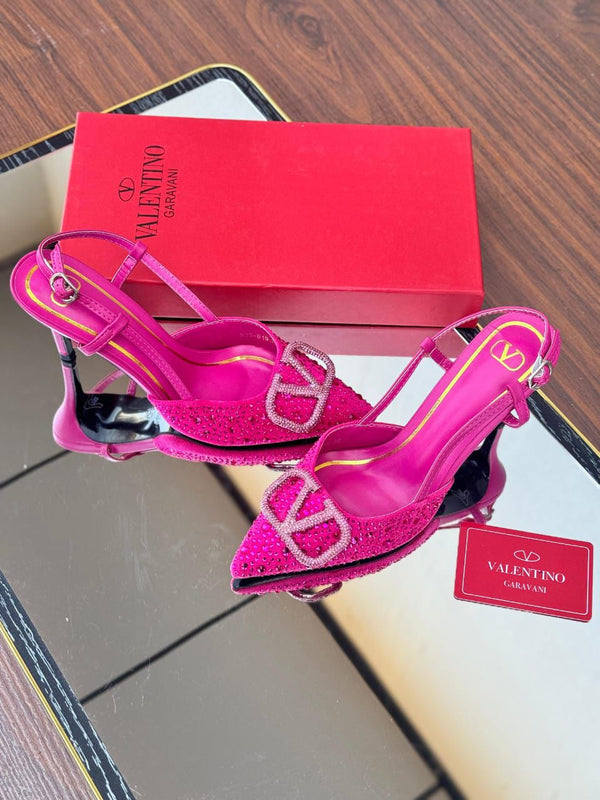 Valentino V Logo Crystals Pink